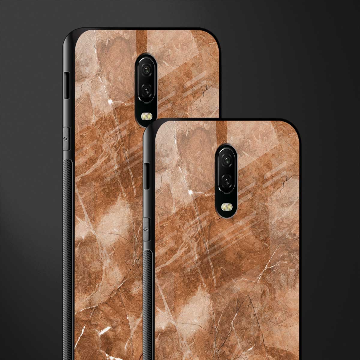 caramel brown marble glass case for oneplus 6t image-2