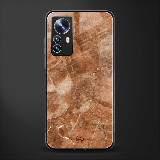 caramel brown marble back phone cover | glass case for xiaomi 12 pro