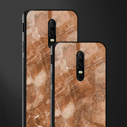 caramel brown marble glass case for oneplus 6 image-2