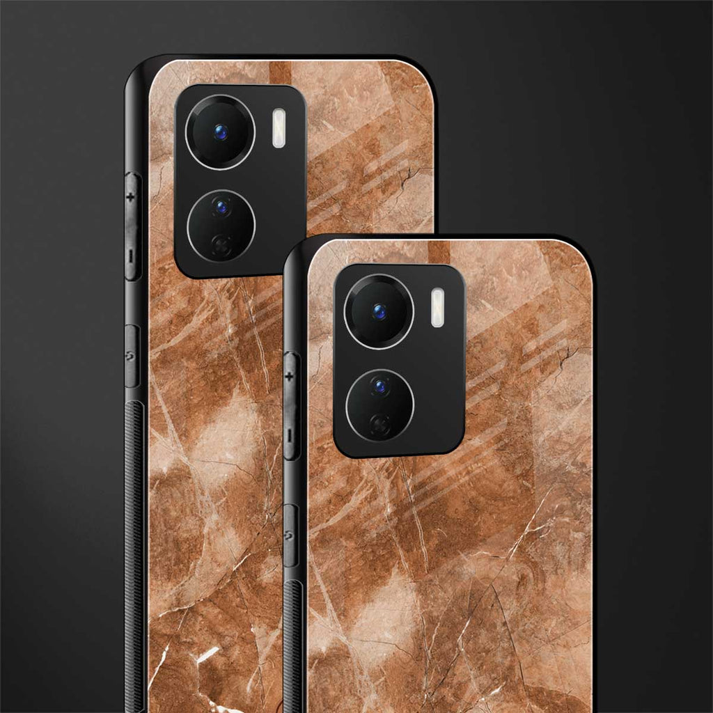 caramel brown marble back phone cover | glass case for vivo y16