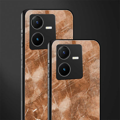 caramel brown marble back phone cover | glass case for vivo y22