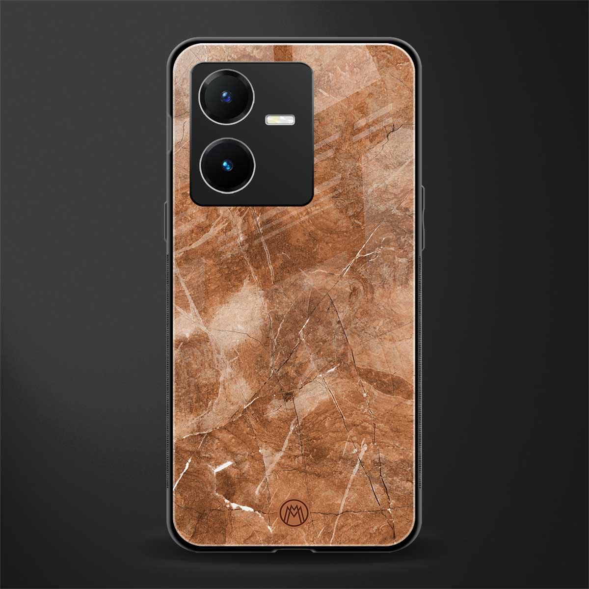 caramel brown marble back phone cover | glass case for vivo y22