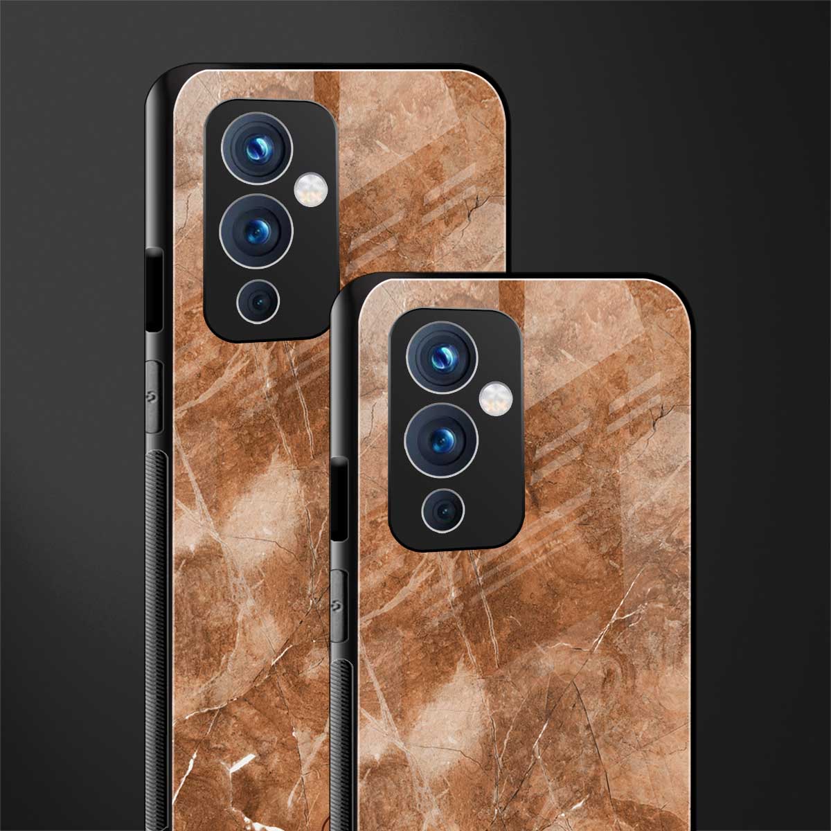 caramel brown marble back phone cover | glass case for oneplus 9