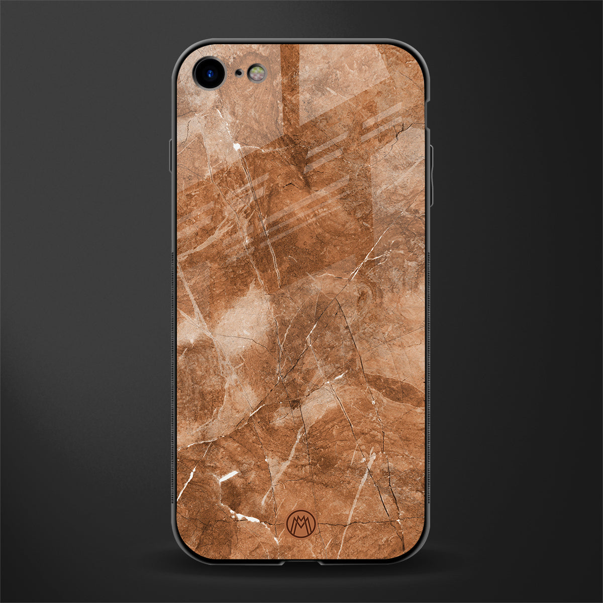 caramel brown marble glass case for iphone se 2020 image