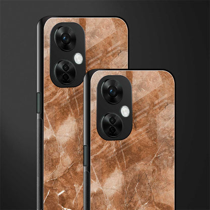 caramel brown marble back phone cover | glass case for oneplus nord ce 3 lite