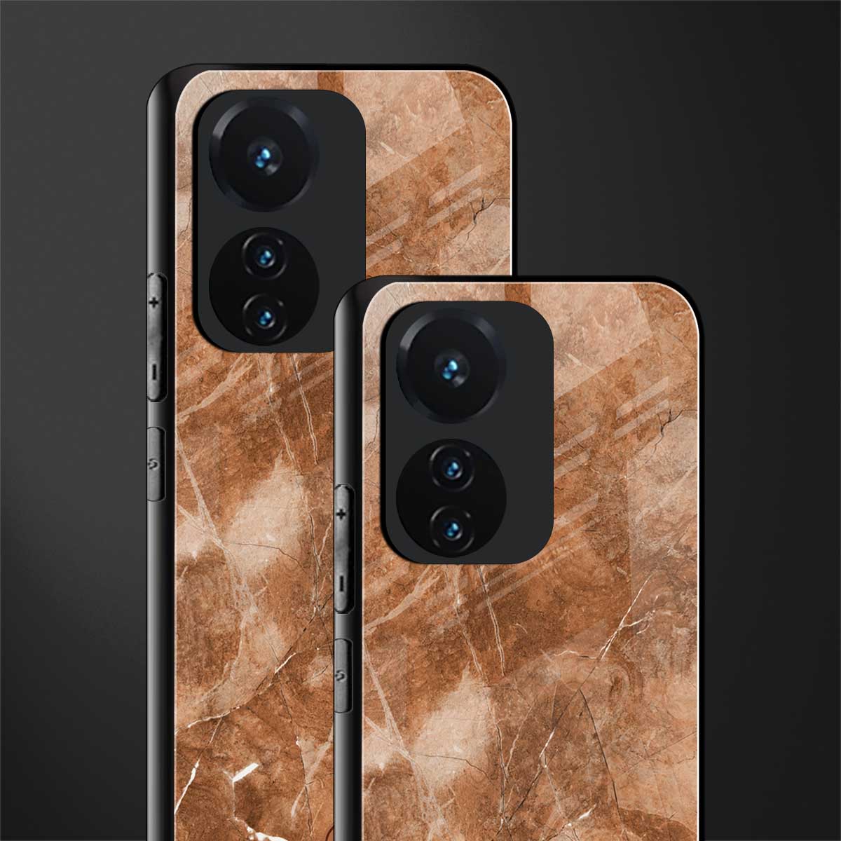 caramel brown marble back phone cover | glass case for vivo t1 44w 4g