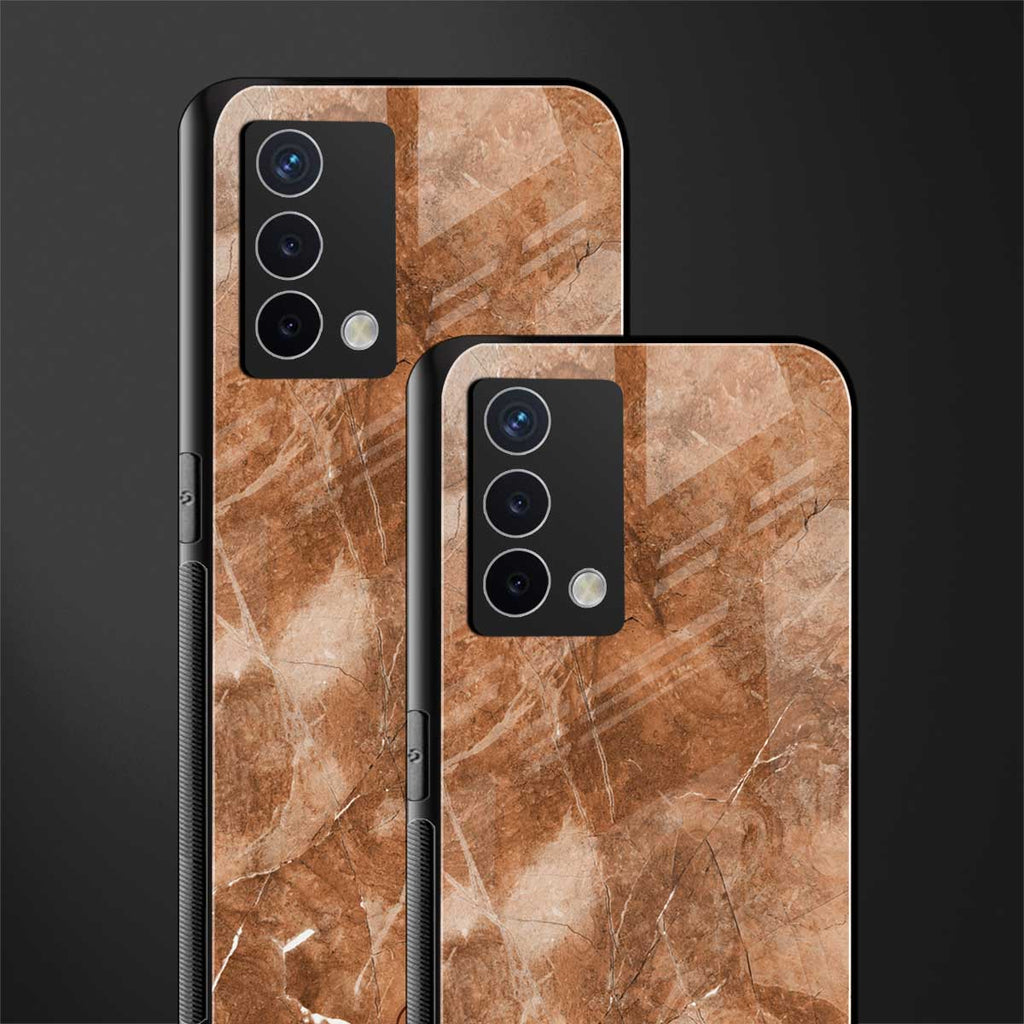 caramel brown marble back phone cover | glass case for oppo a74 4g