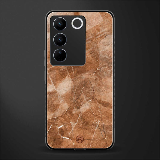 caramel brown marble back phone cover | glass case for vivo v27 pro 5g