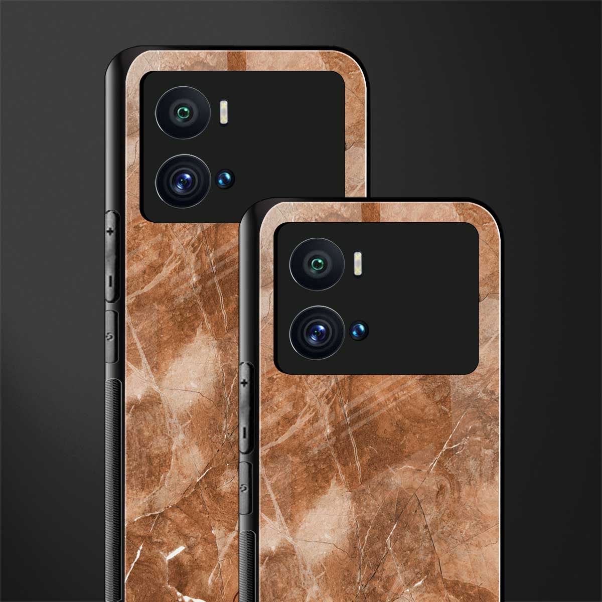 caramel brown marble back phone cover | glass case for iQOO 9 Pro