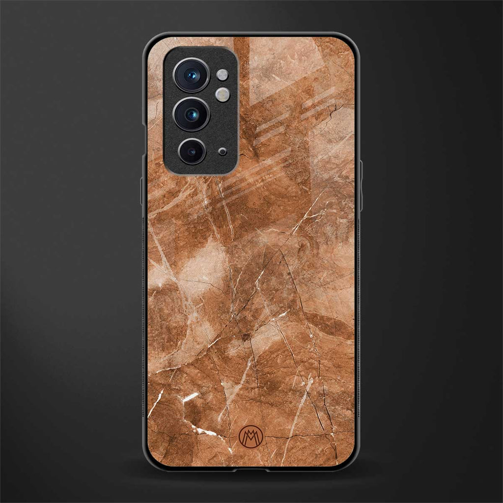 caramel brown marble glass case for oneplus 9rt image