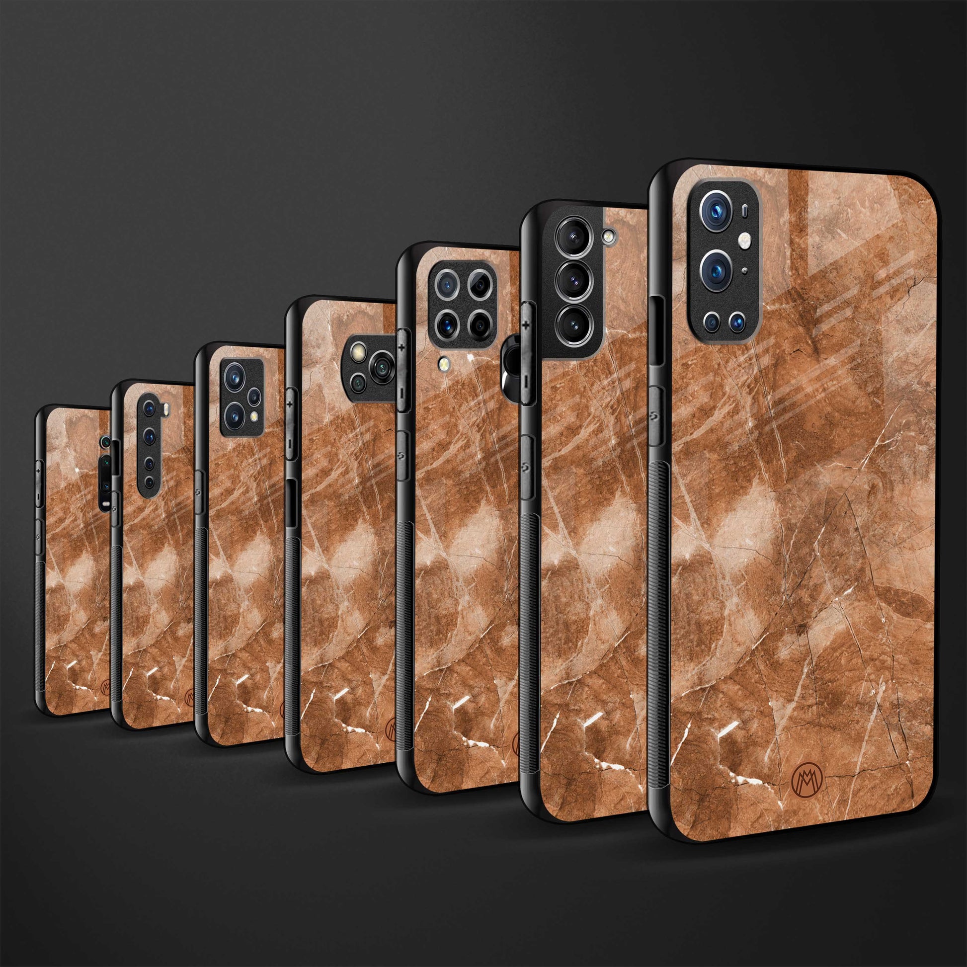 caramel brown marble back phone cover | glass case for vivo t1 44w 4g