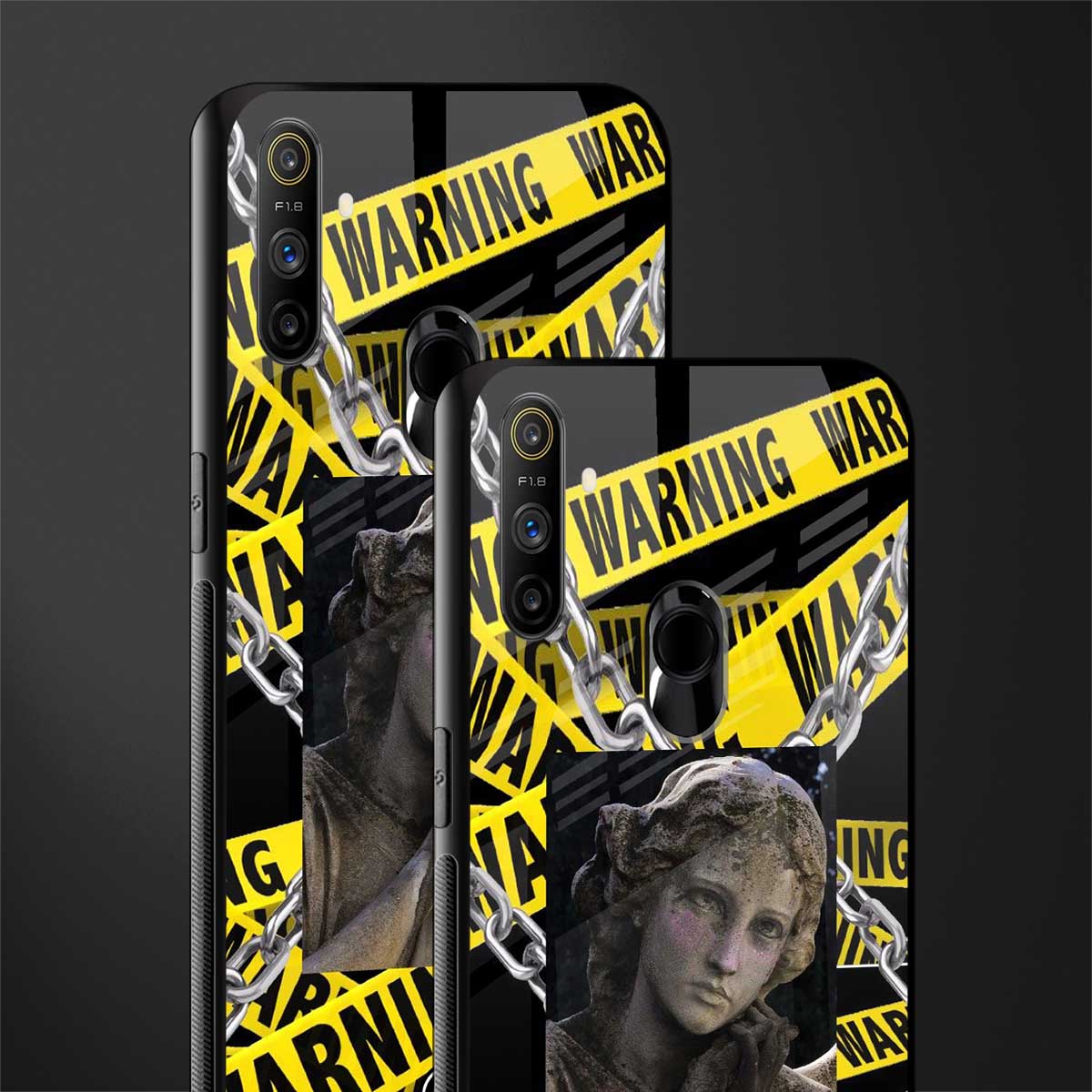 caution glass case for realme narzo 10a image-2