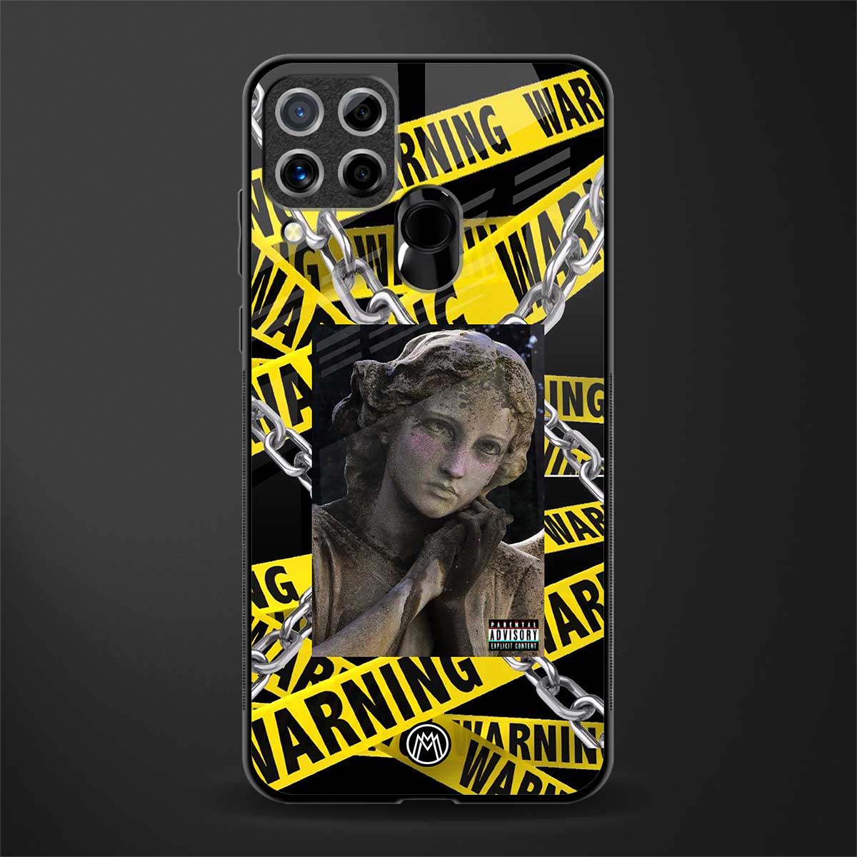 caution glass case for realme c15 image