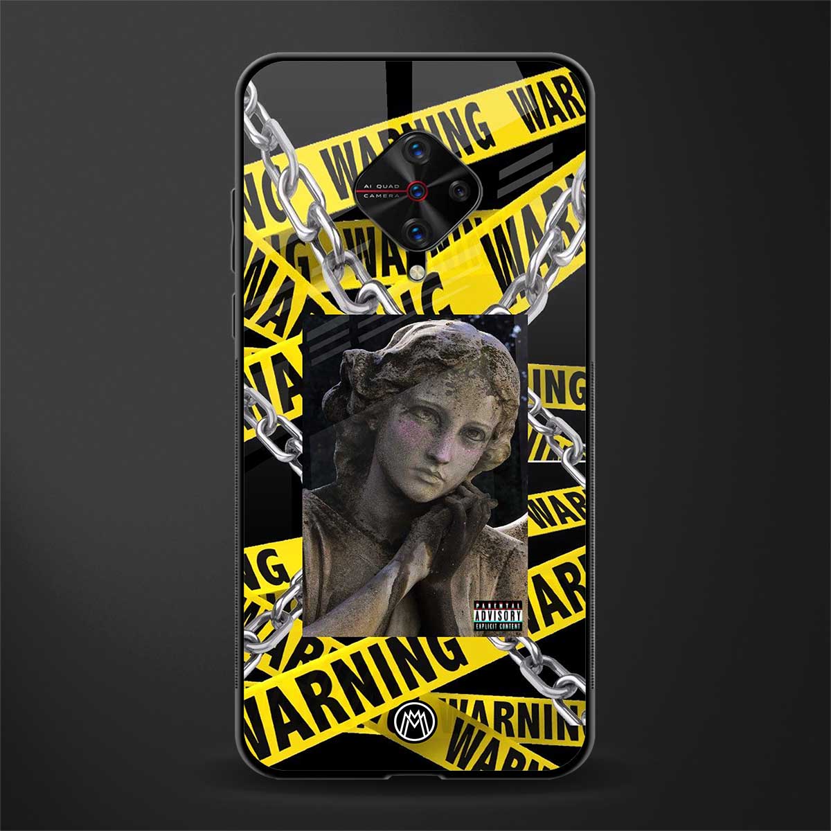 caution glass case for vivo s1 pro image