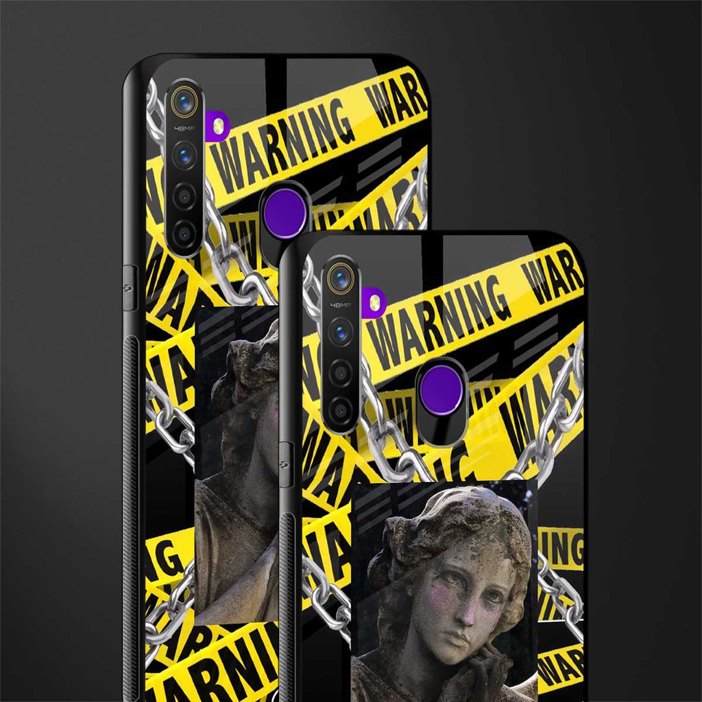 caution glass case for realme 5s image-2