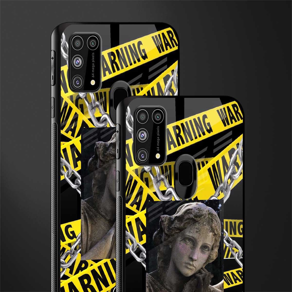 caution glass case for samsung galaxy m31 image-2