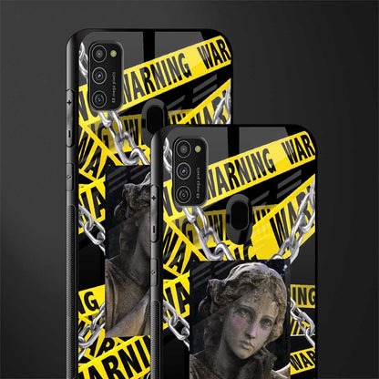 caution glass case for samsung galaxy m30s image-2