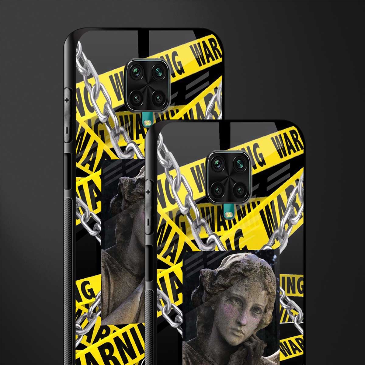 caution glass case for redmi note 9 pro image-2