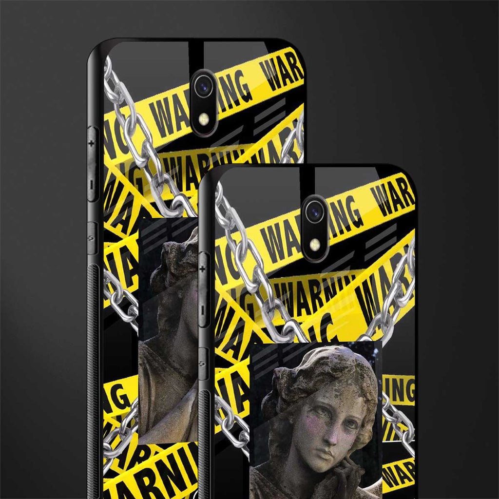 caution glass case for redmi 8a image-2