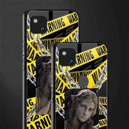 caution back phone cover | glass case for google pixel 4a 4g