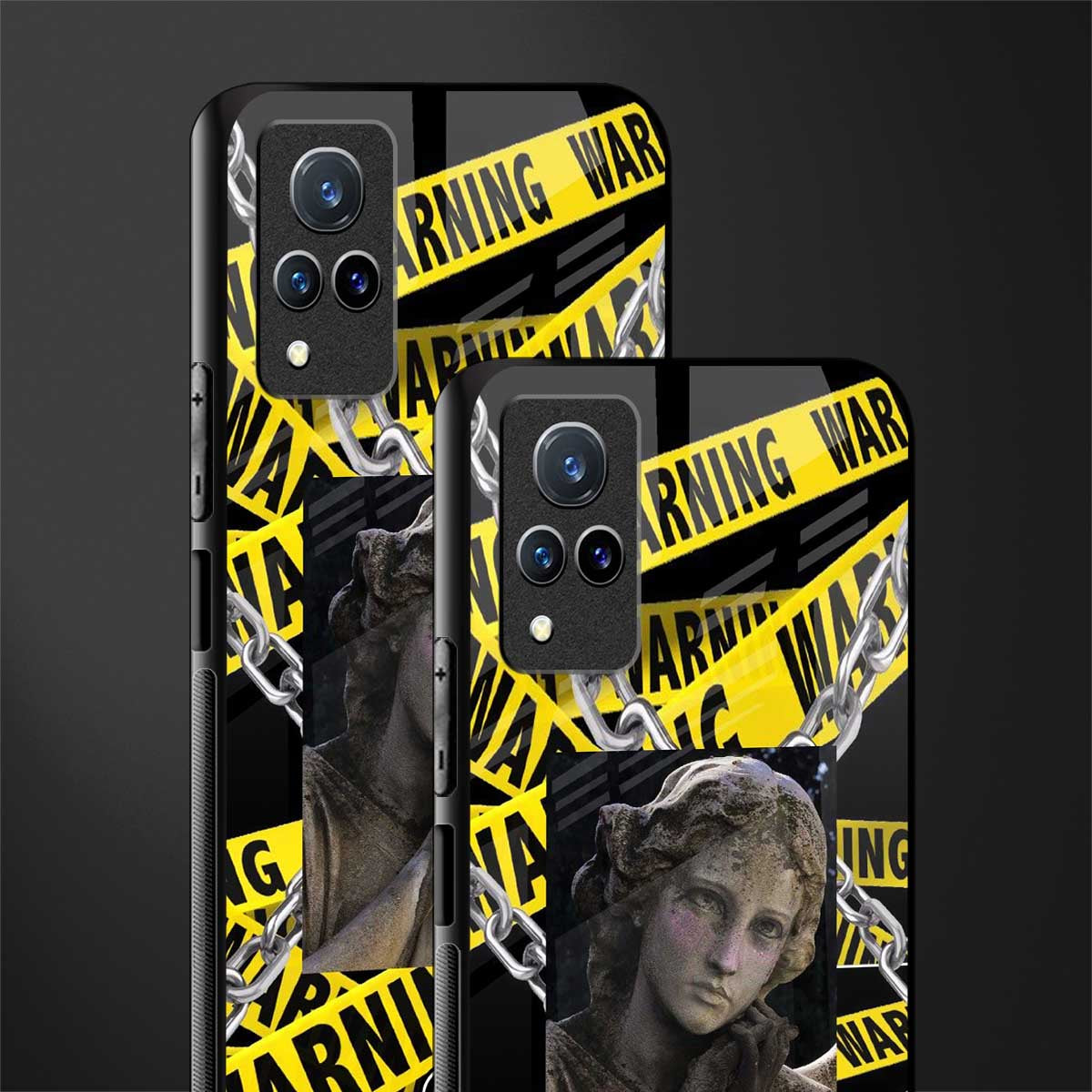 caution glass case for vivo v21 5g image-2