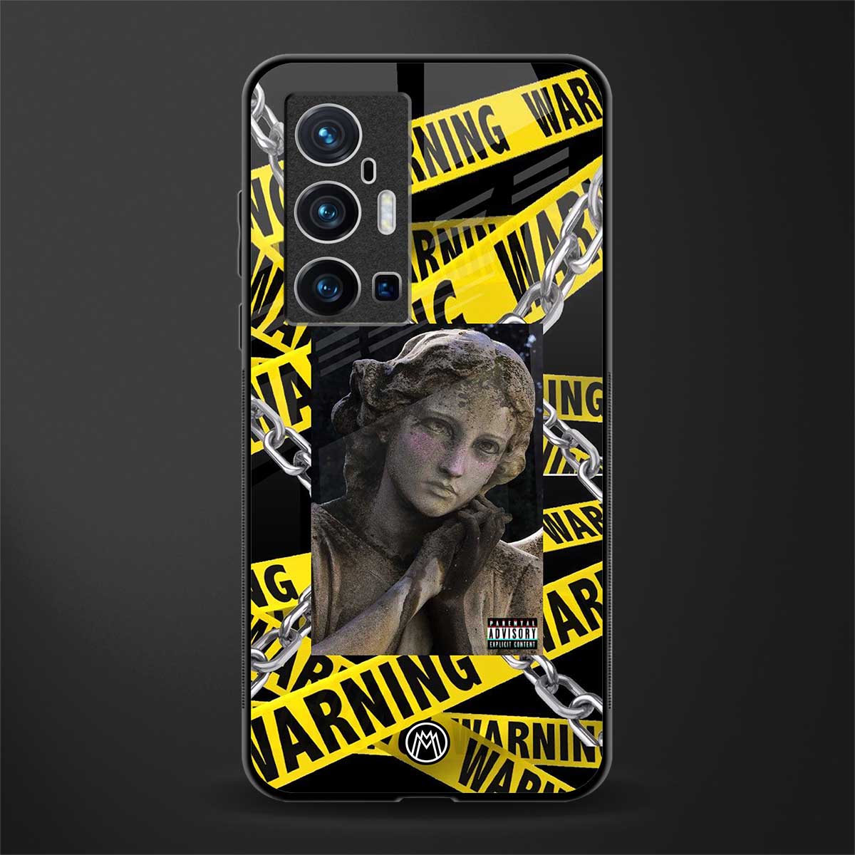 caution glass case for vivo x70 pro plus image