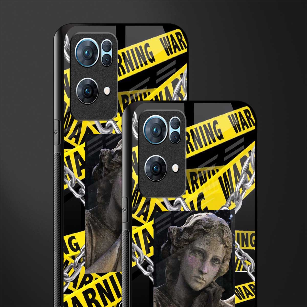 caution glass case for oppo reno7 pro 5g image-2