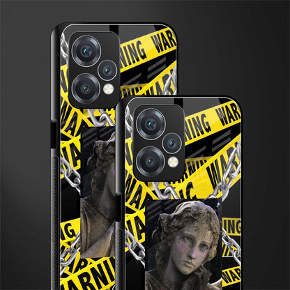 caution back phone cover | glass case for realme 9 pro 5g