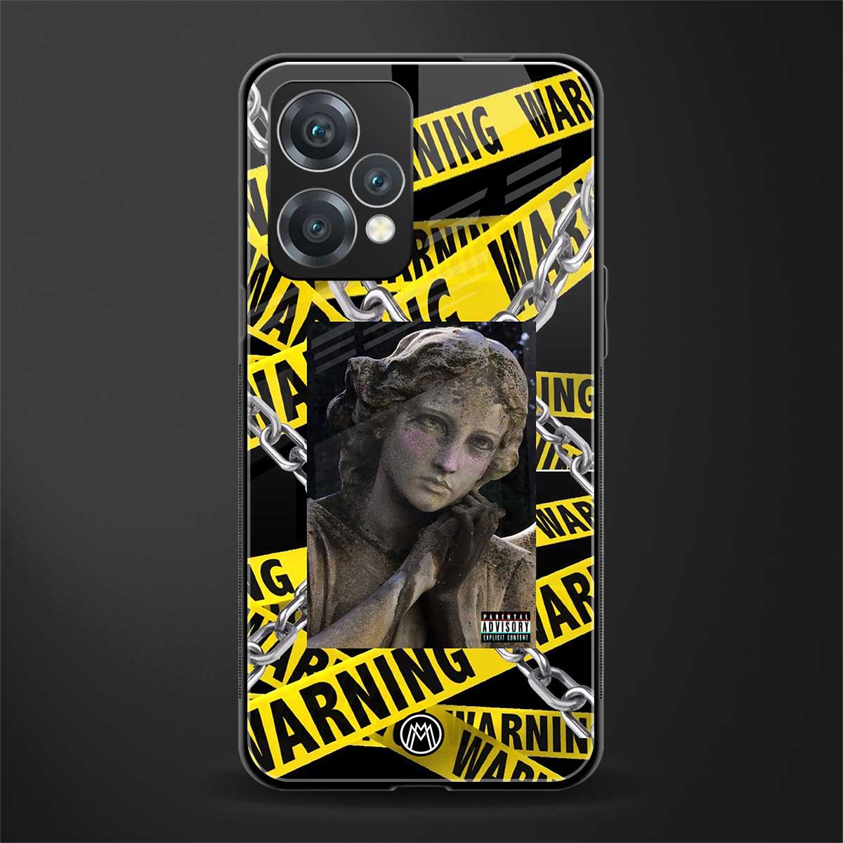 caution back phone cover | glass case for realme 9 pro 5g