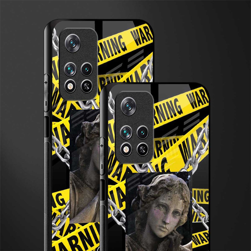 caution glass case for poco m4 pro 5g image-2