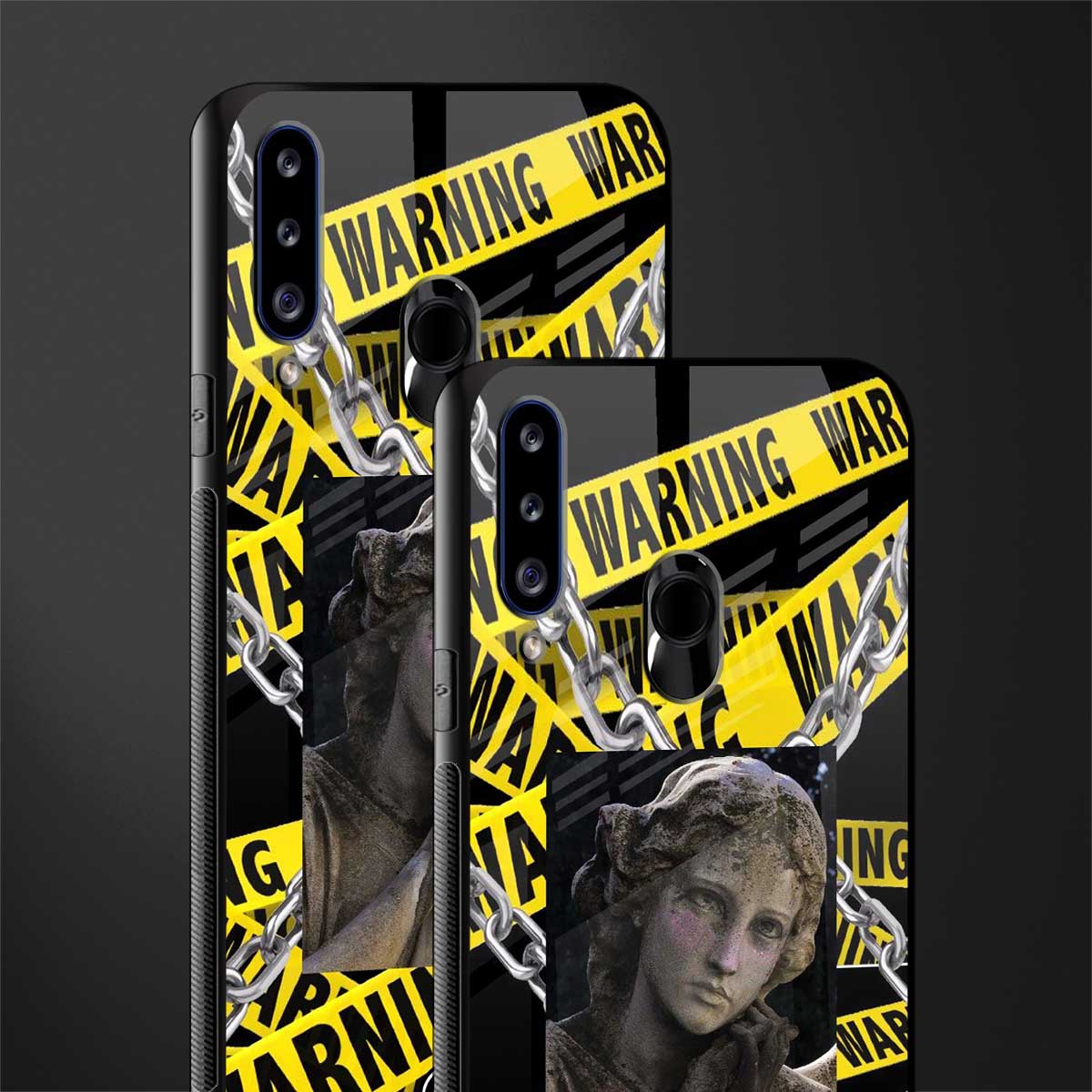 caution glass case for samsung galaxy a20s image-2