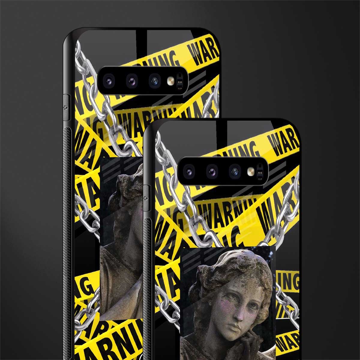 caution glass case for samsung galaxy s10 image-2