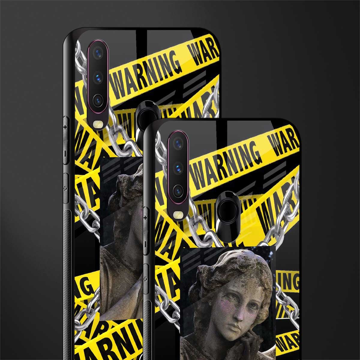 caution glass case for vivo y15 image-2