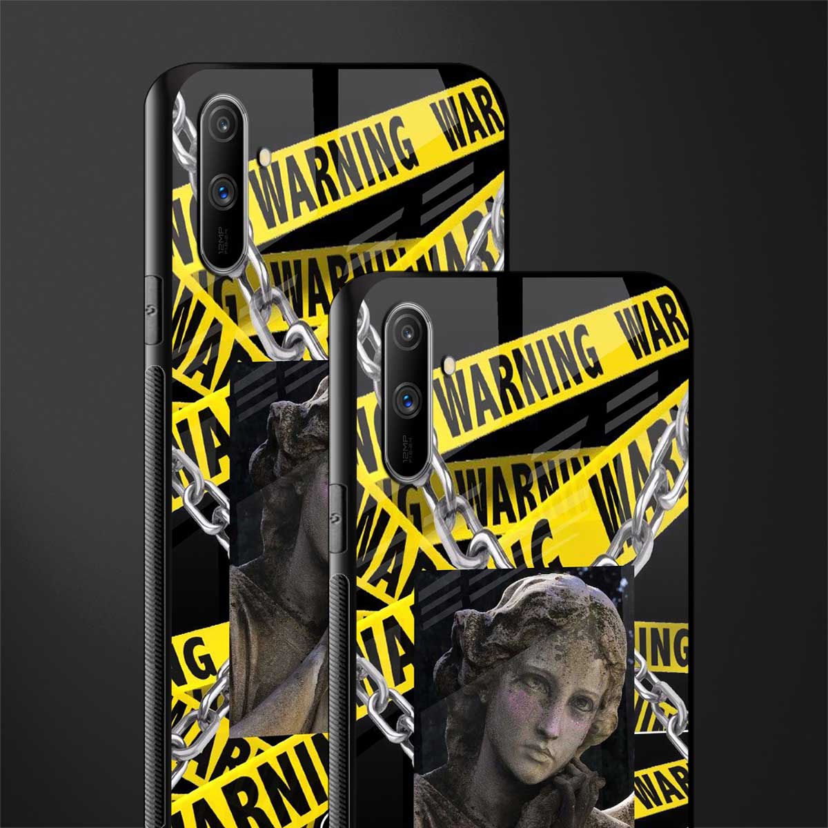 caution glass case for realme c3 image-2