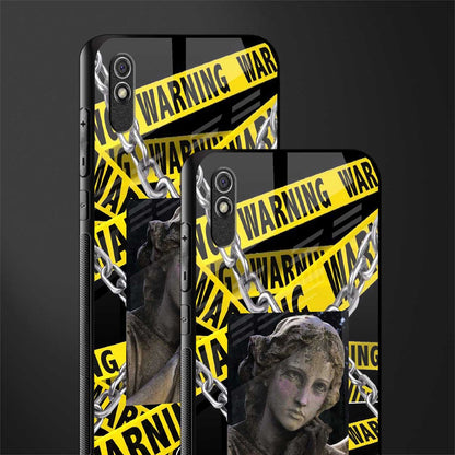 caution glass case for redmi 9a sport image-2