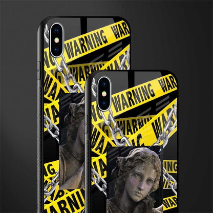 caution glass case for iphone xs max image-2