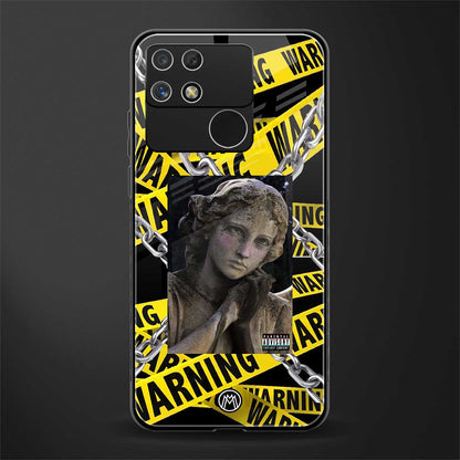 caution back phone cover | glass case for realme narzo 50a