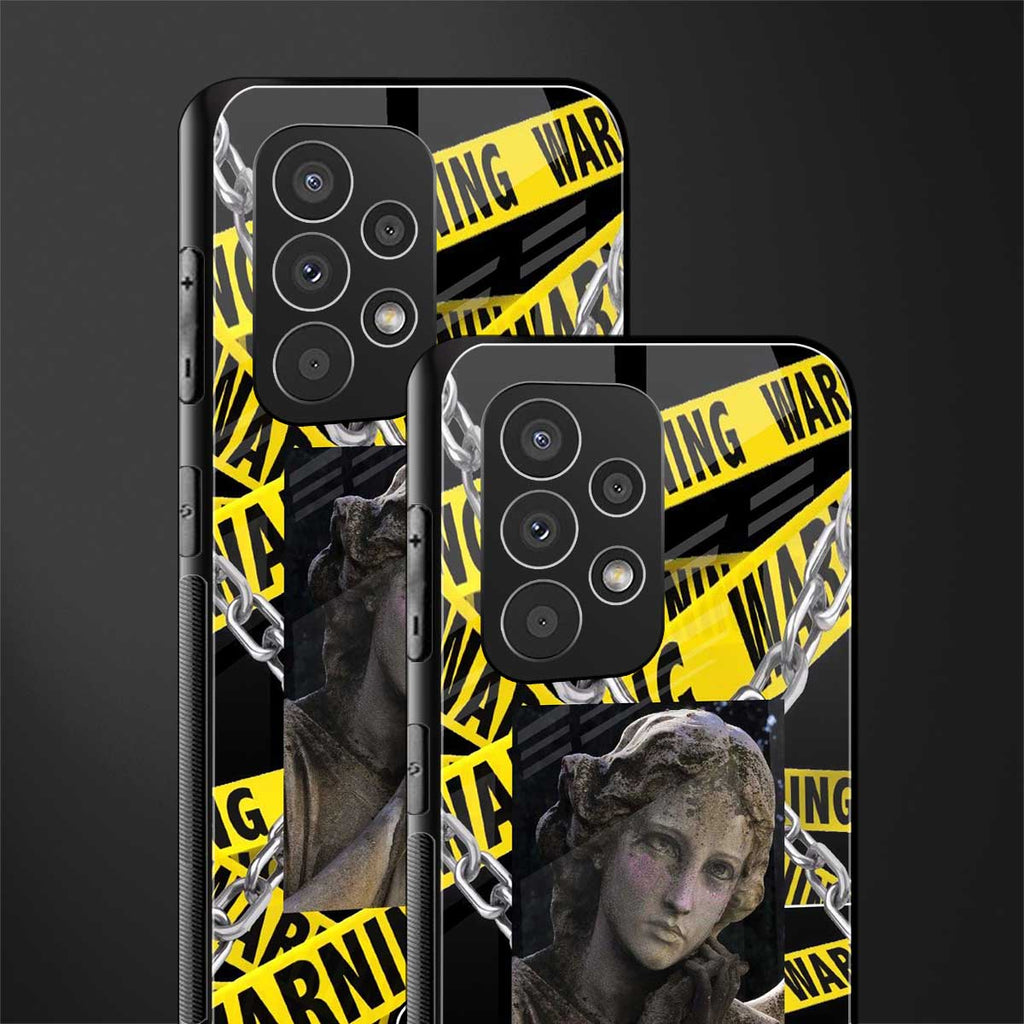 caution back phone cover | glass case for samsung galaxy a23