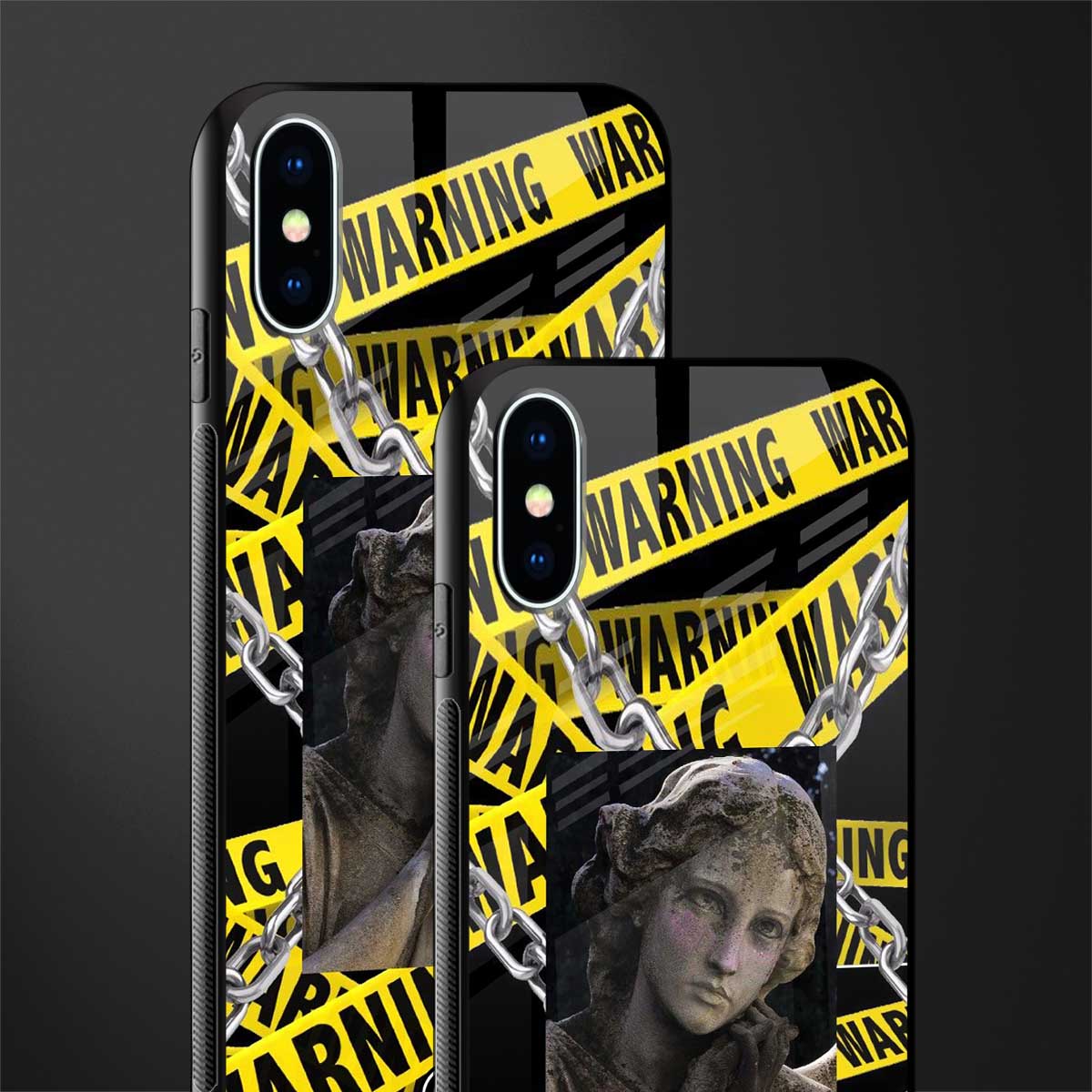 caution glass case for iphone xs image-2