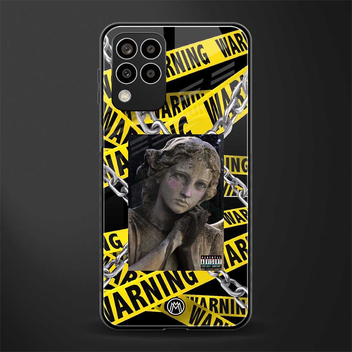 caution back phone cover | glass case for samsung galaxy m33 5g