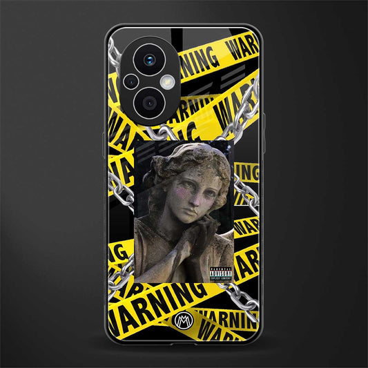 caution back phone cover | glass case for oppo f21 pro 5g