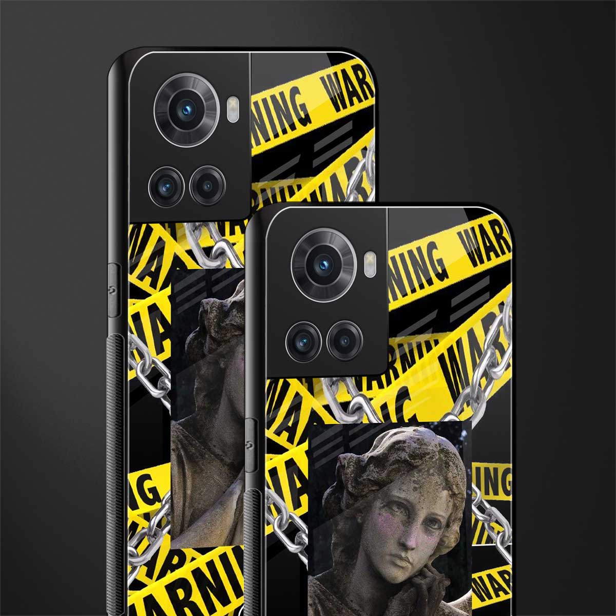 caution back phone cover | glass case for oneplus 10r 5g