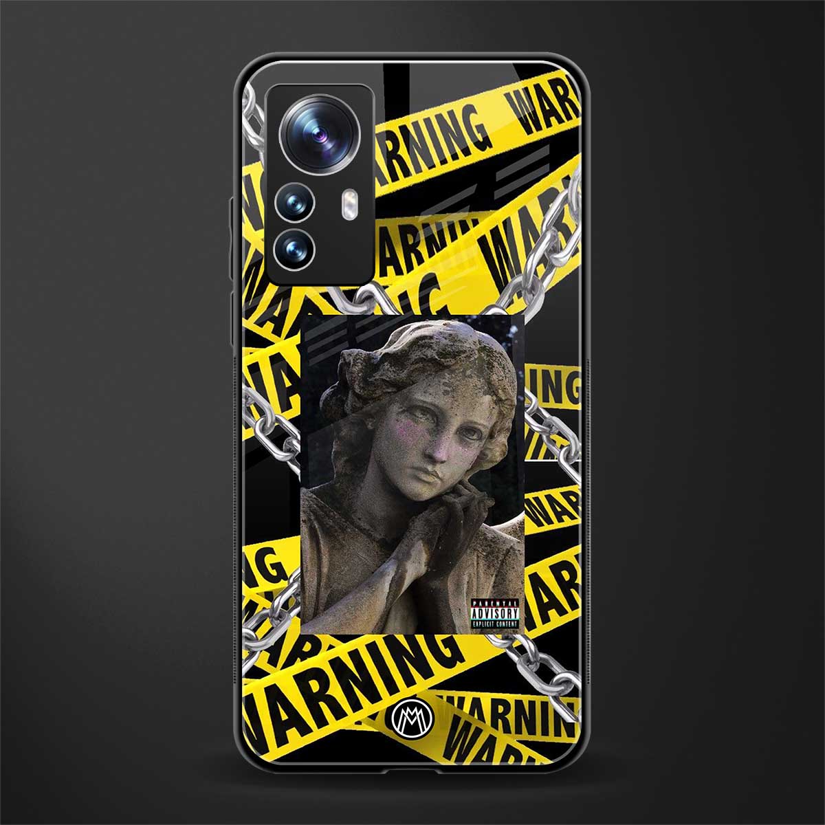 caution back phone cover | glass case for xiaomi 12 pro