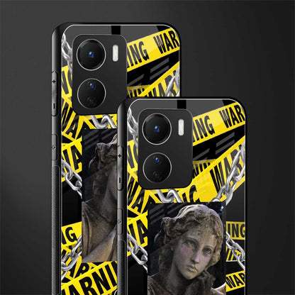 caution back phone cover | glass case for vivo y16