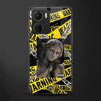 caution back phone cover | glass case for vivo y16