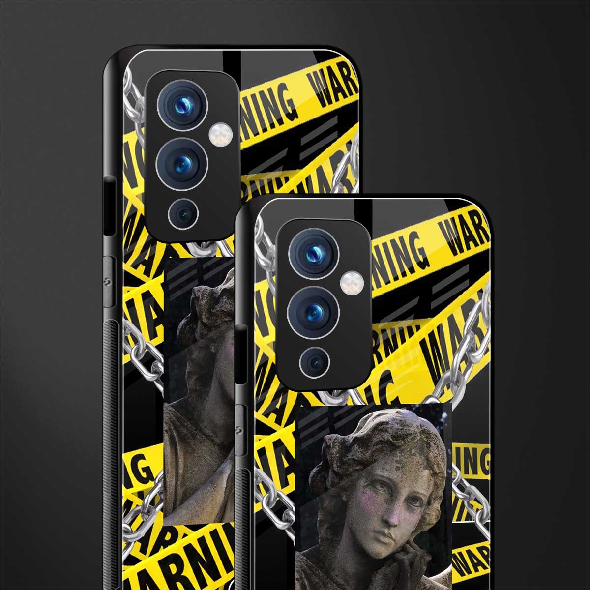 caution back phone cover | glass case for oneplus 9
