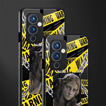 caution back phone cover | glass case for oneplus 9