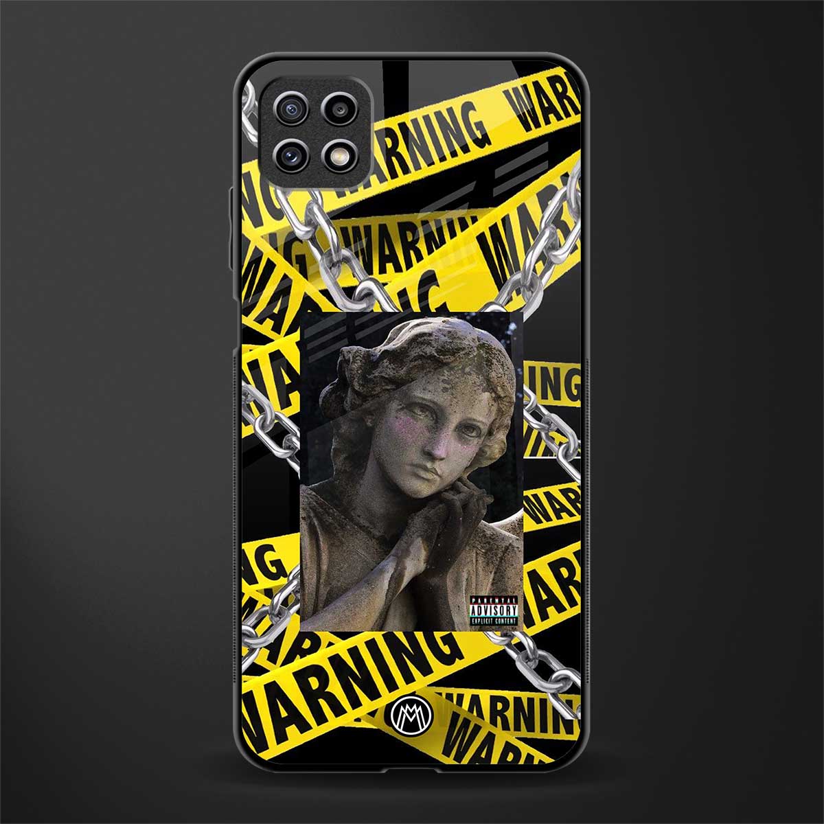 caution back phone cover | glass case for samsung galaxy f42