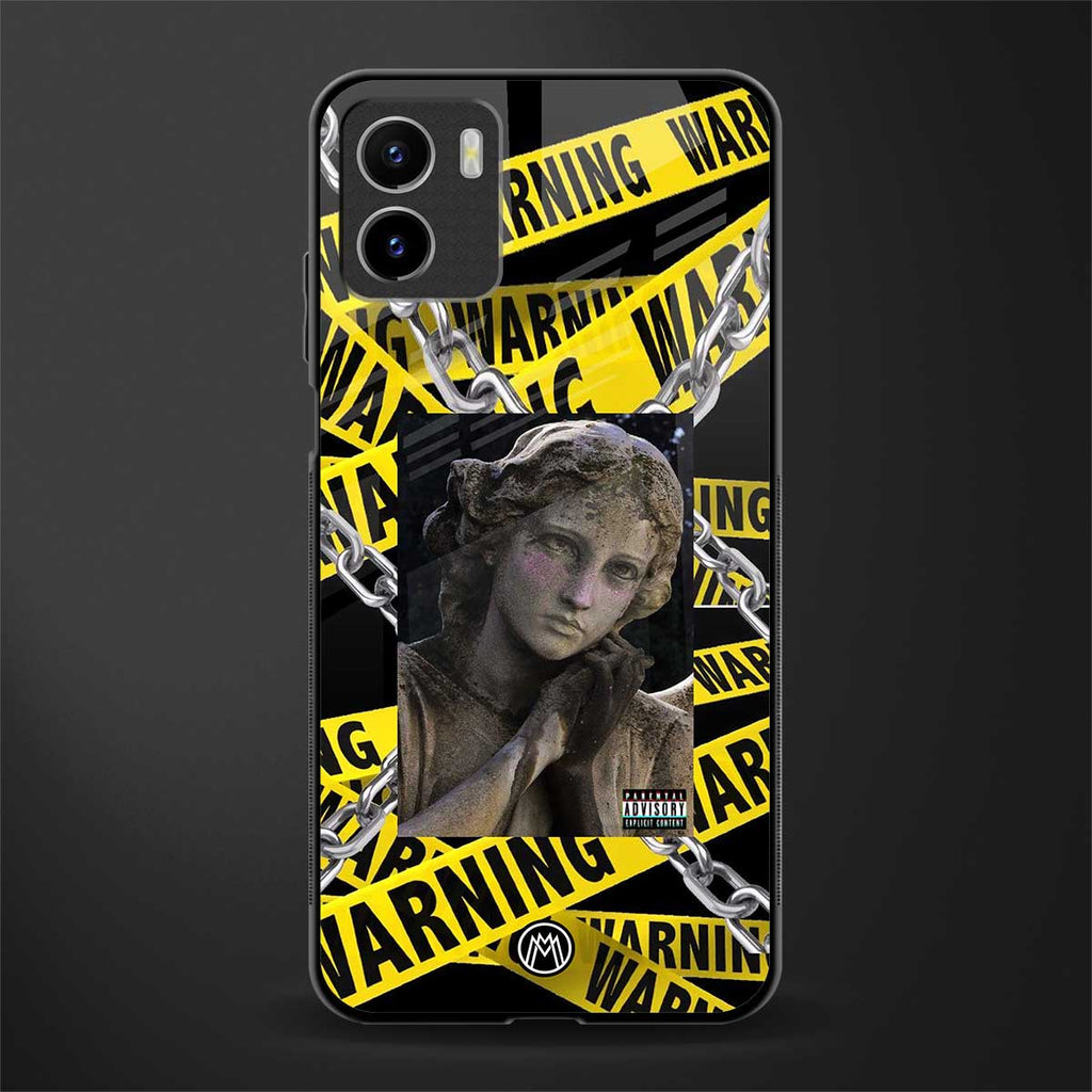 caution back phone cover | glass case for vivo y72
