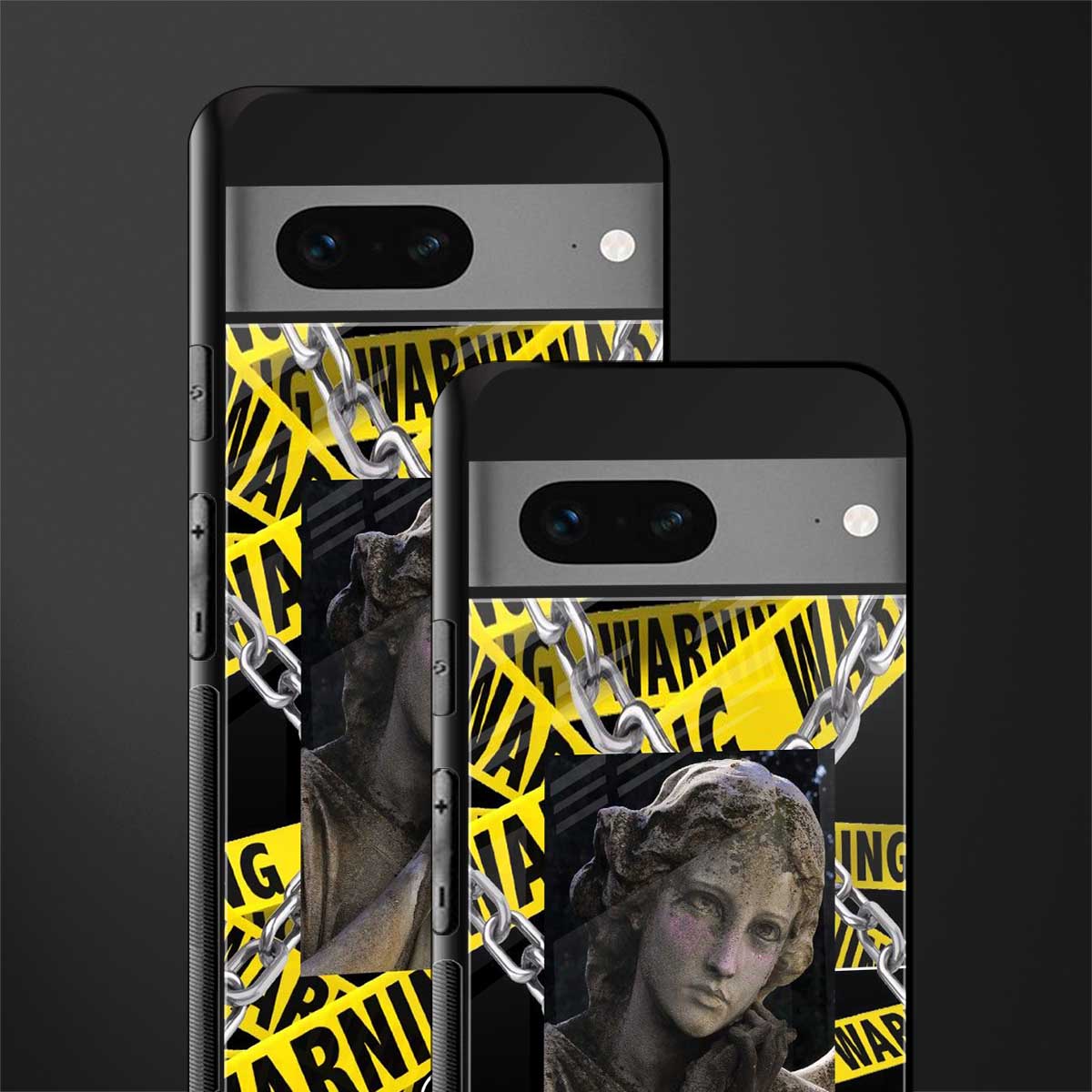 caution back phone cover | glass case for google pixel 7